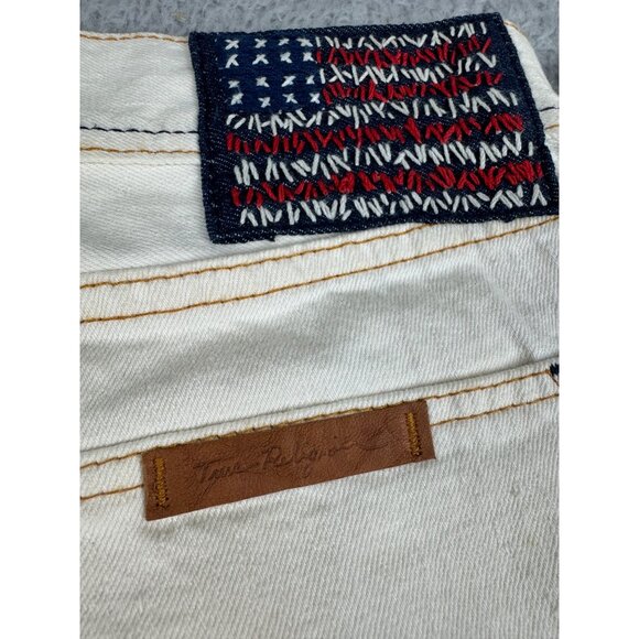 True Religion Mens 32 Blake White Button Straight Leg Sample Y2K Jeans USA Made - Picture 12 of 14